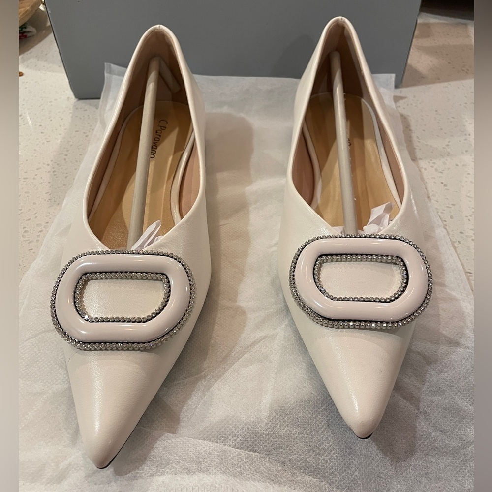 C.Paravano White Women's Shoes with Embellished Buckle - Picture 3 of 10